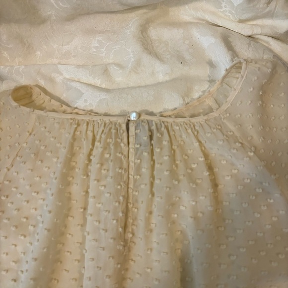 J. Crew Ivory Dotted Swiss Semi-Sheer Long Sleeve Top, Size 6 - Picture 8 of 9
